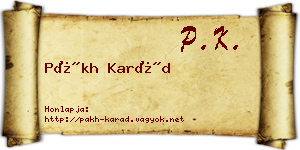 Pákh Karád névjegykártya